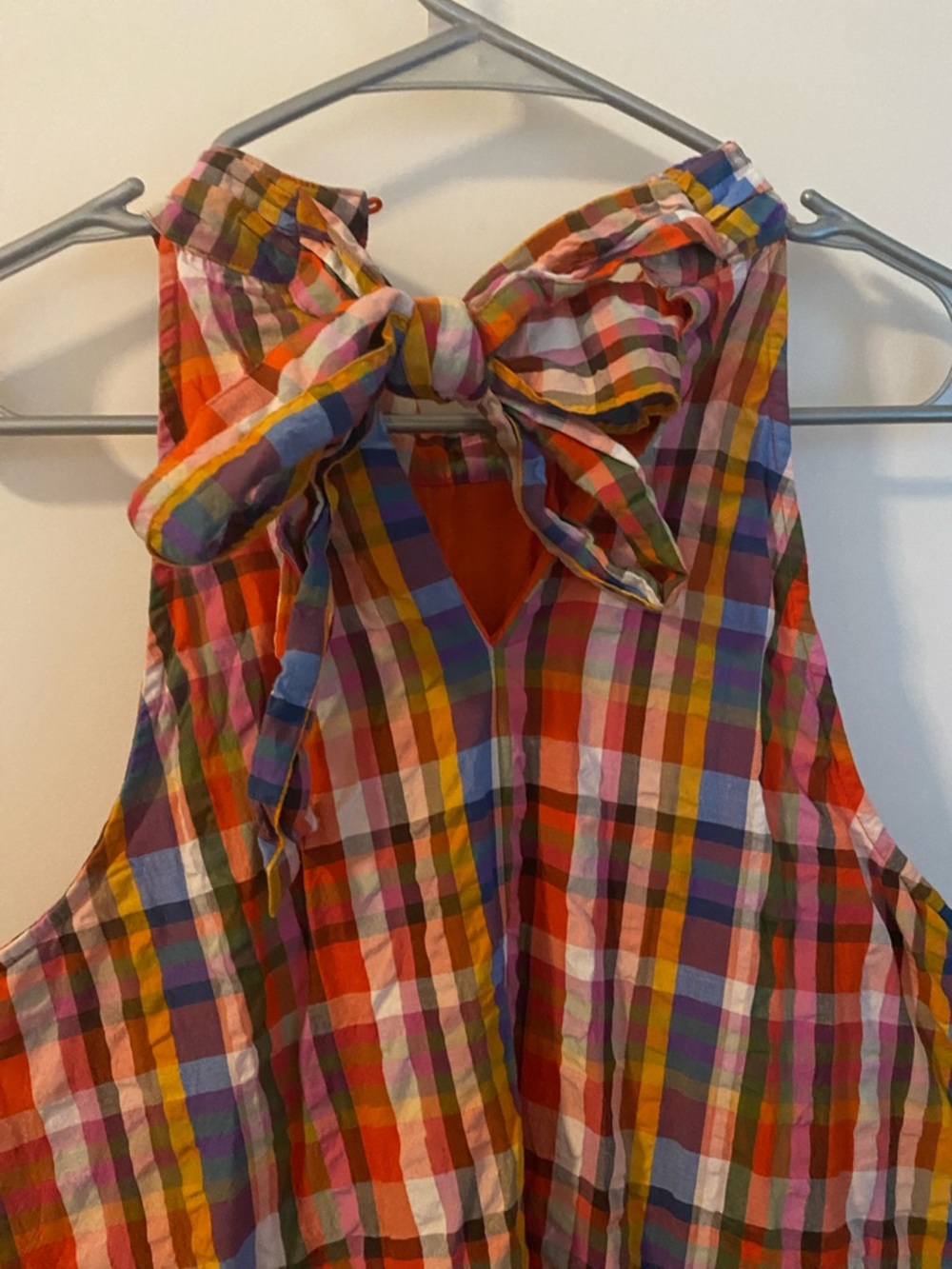 Ann Taylor Multicolor Plaid Sleeveless Dress with Ruffle Hem - Picture 5 of 5